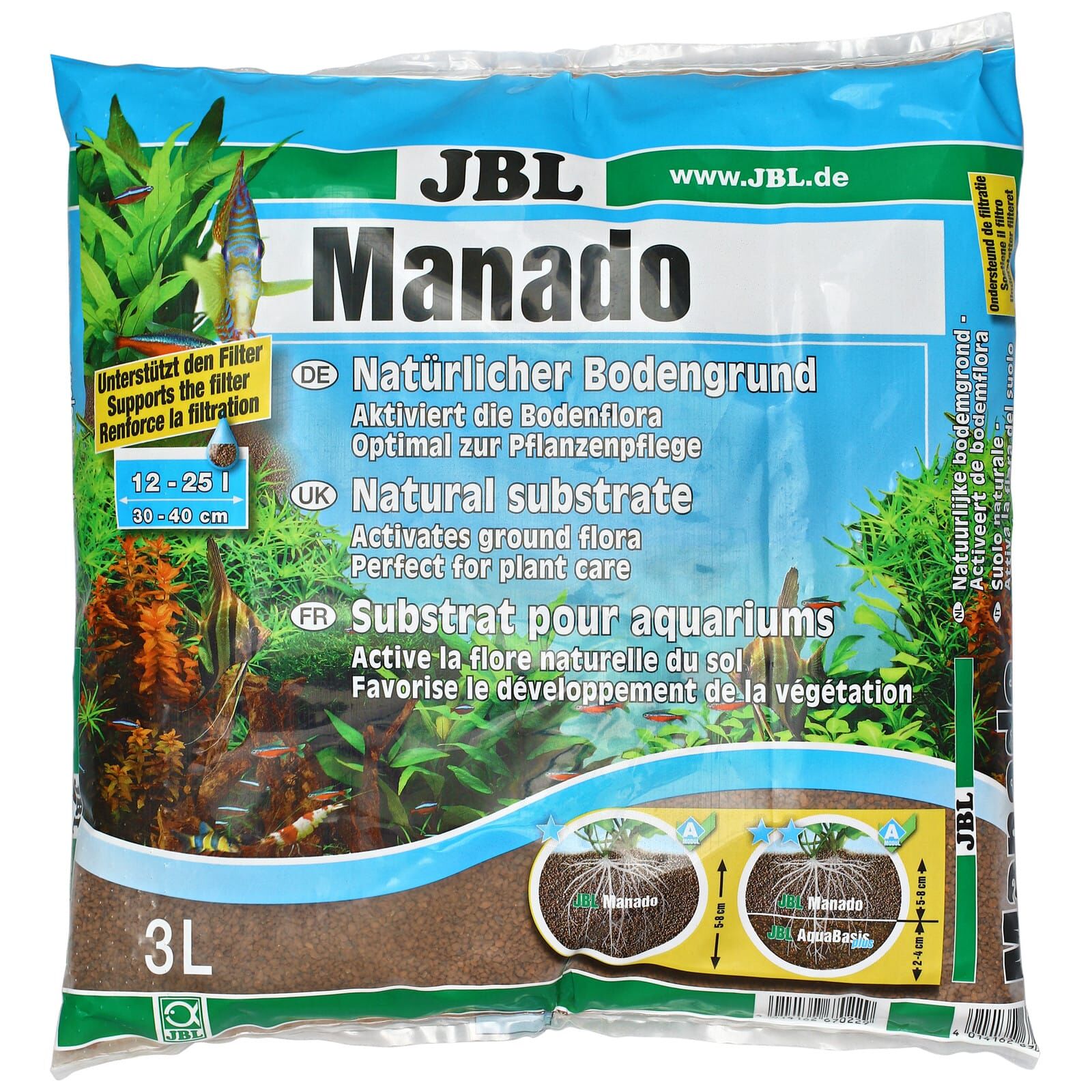 JBL Substrat de sol Manado - Pour plantes d'aquarium - 25l