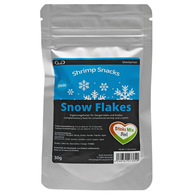 GlasGarten - Shrimp Snacks - Snow Flakes - Sticks Mix 3 in 1