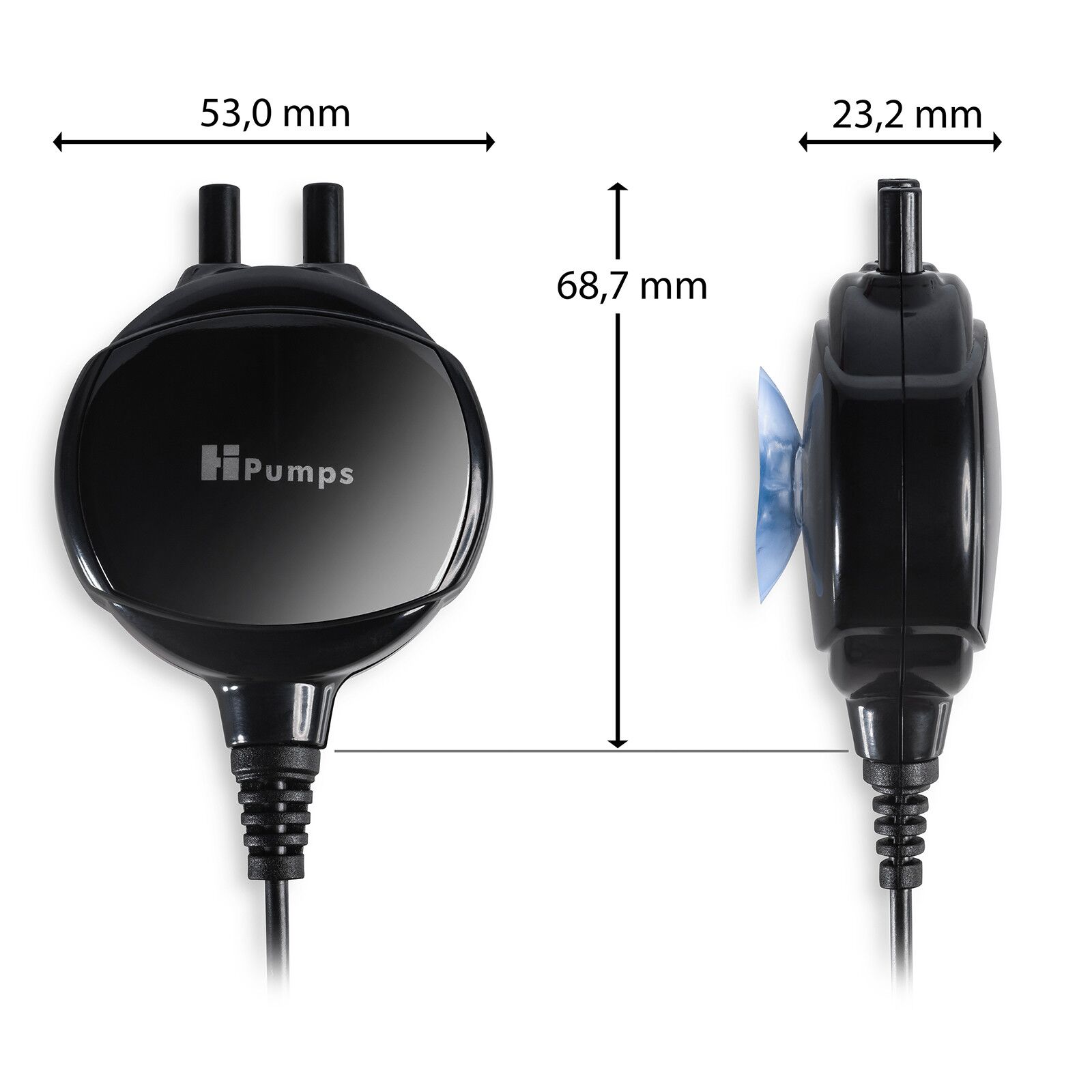 HiPumps - Nano Piezo - Luftpumpe - Zweikanal - schwarz - 2x13l/h