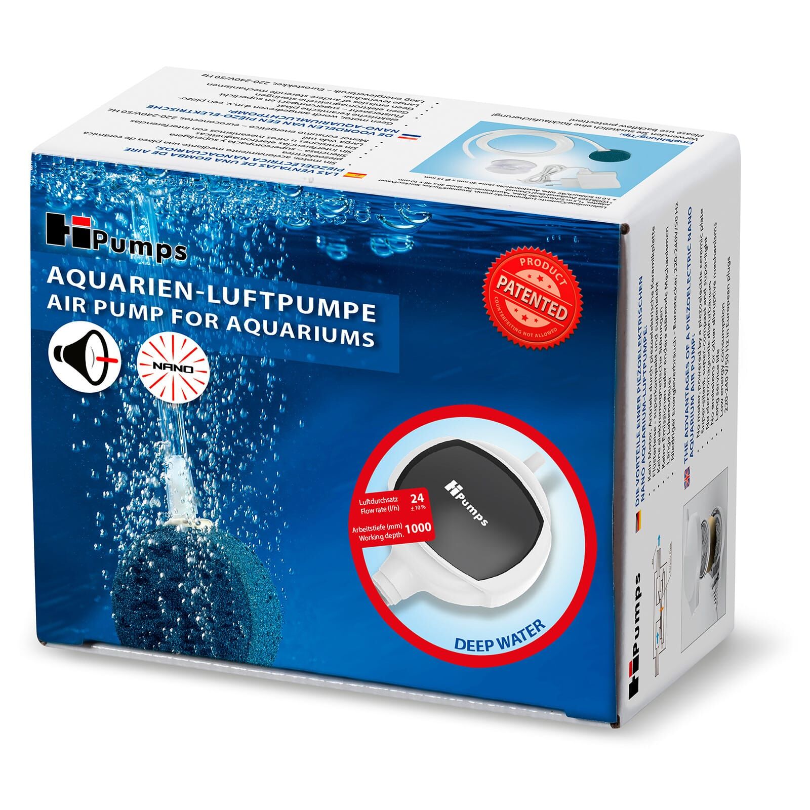 HiPumps - Nano Piezo - Luftpumpe - DeepWater - weiß - 24l/h